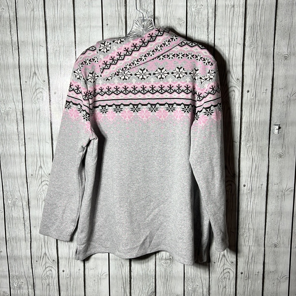 Talbots Petite Gray Snowflake Offset Neckline Swe… - image 7